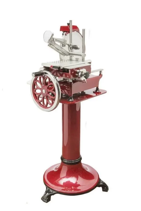 Prosciutto Schwungrad Handbetrieb Aufschnittmaschine LUX 300 Nostalgie Rosso – Bild 3