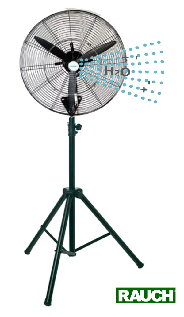 Sprüh Ventilator Flexcool mit Teleskopstativ und Sprühdüsen für Hoch- und Niederdrucktechnik ca. 60m²