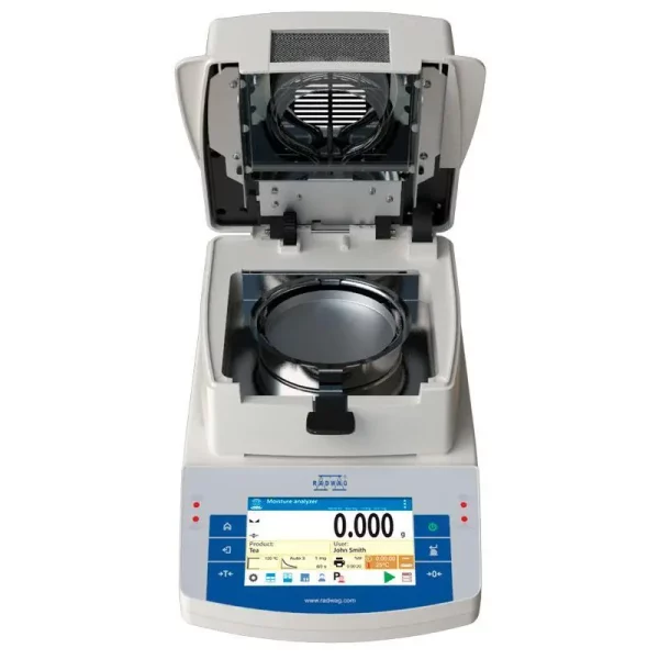 Feuchtebestimmer Wiegebereich 210 g, Ablesbarkeit 1 mg, Temperatur 160°C mit Touchscreen Display – Bild 2