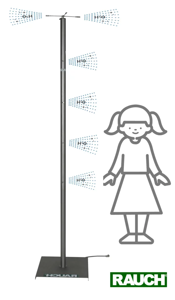 Zerstäuber Nebelsäule 2200mm aus Edelstahl mit 8 Düsen – Mobile Lösung für Kühlen, Befeuchten, Desinfektion
